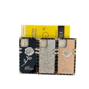 Stylish bling cases (3) for the iPhone 13 mini and glass screen protector - NWT